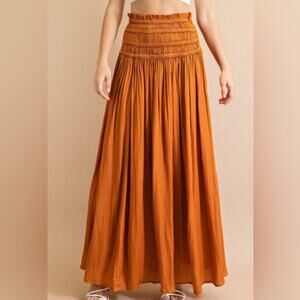 KORI Elastic Smocked Waist Maxi Skirt Dress Size L NWT